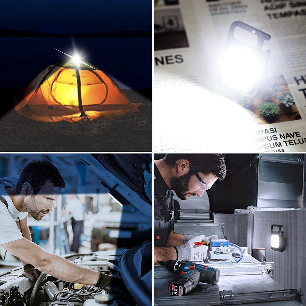 Mini LED zseblámpa kulcstartó lámpa Multifunkcionális hordozható COB zseblámpák kemping USB töltőlámpák horgász munkalámpa 1+1