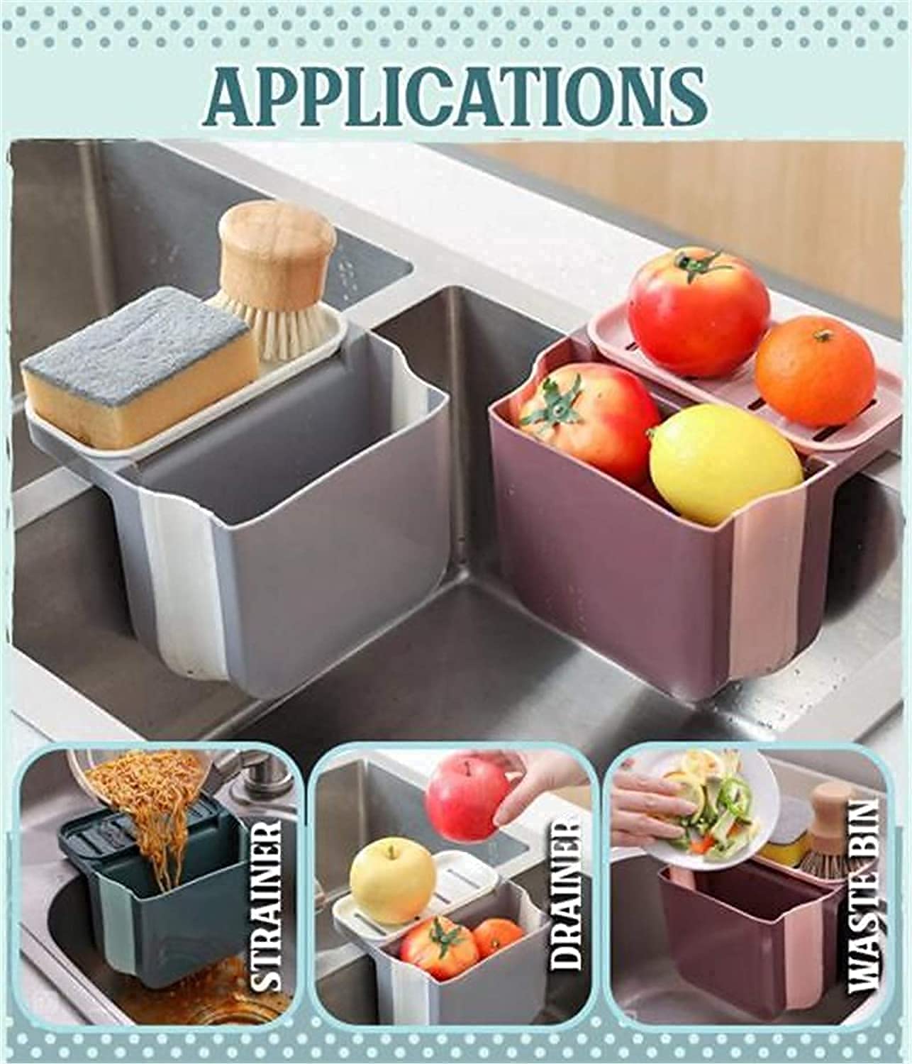 Többfunkciós mosogató lefolyó kosár, univerzális és összecsukható,