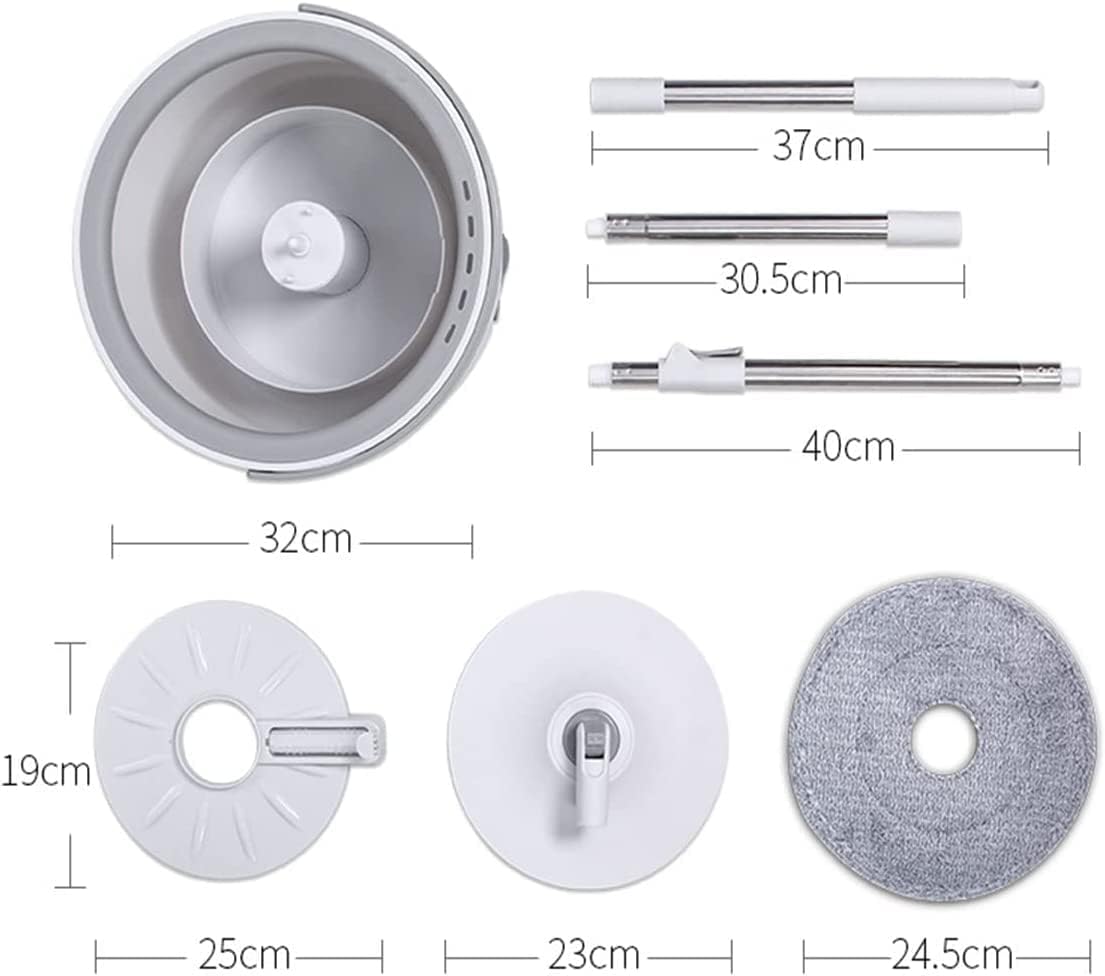 Forgó mop mikroszálas mopfejjel és automatikus mosással, rekeszek tiszta és piszkos vízhez, vízelvezető csap