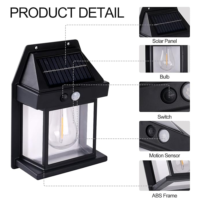 Szett 5 x Napelemes Falilámpa Lámpa alakú, Mozgásérzékelővel, 18W