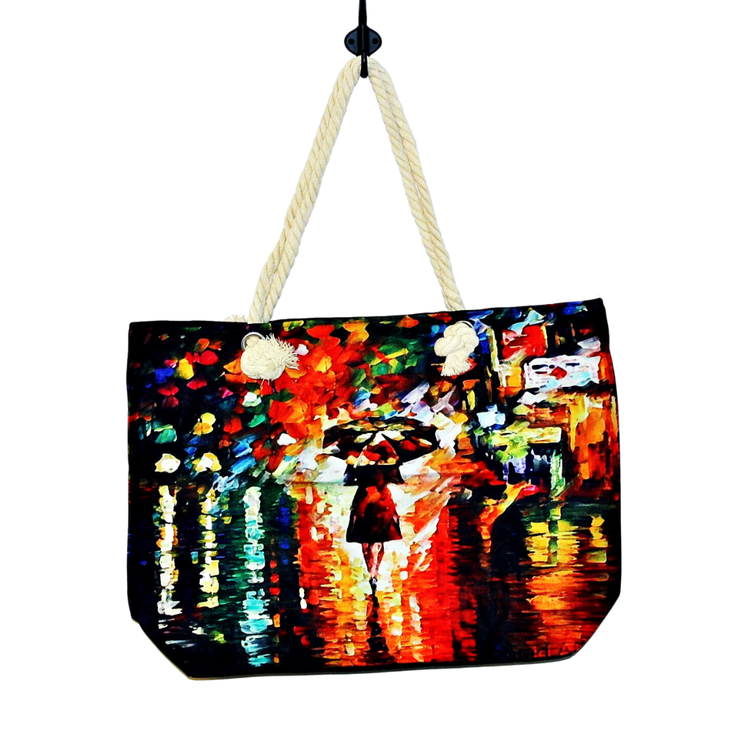 Textil strandtáska vízálló belsővel