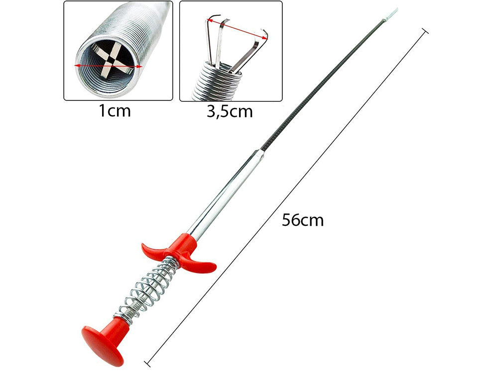 Rugalmas csőtisztító rugóval, 56 cm hossz - 2 darabos készlet