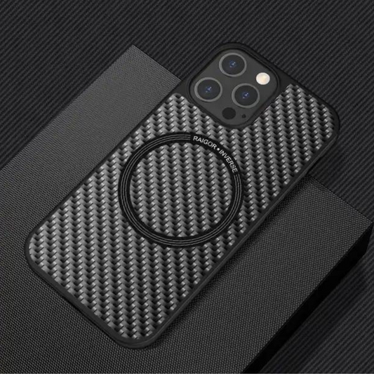 Prémium szénrost hátlap iPhone 15-höz - Kompatibilis a MagSafe-szel
