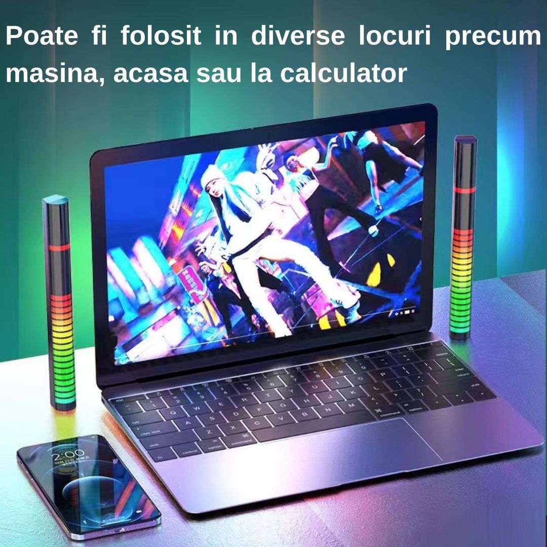 360°-os RGB LED sáv, alkalmazásvezérlés, 32 LED, többféle mód