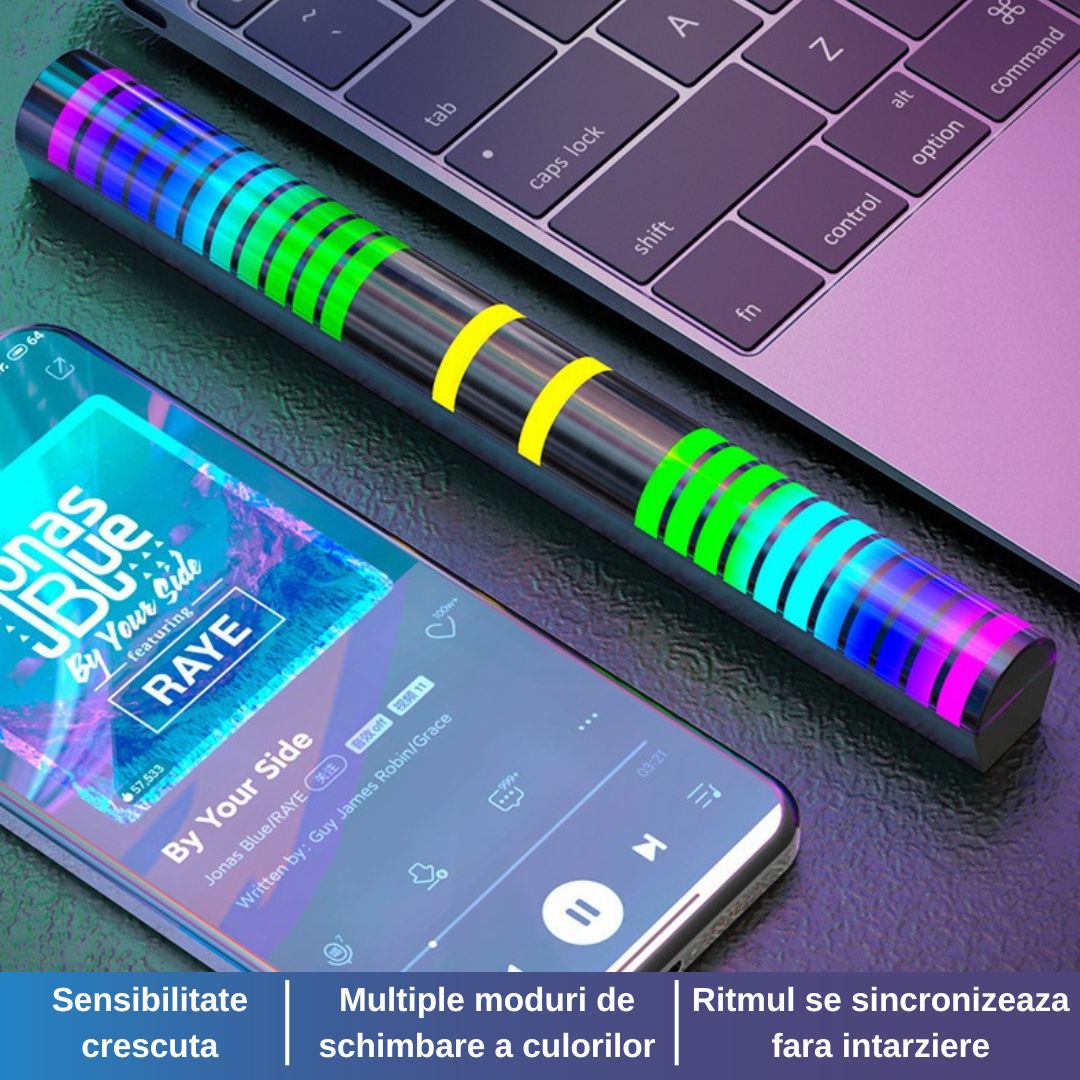 360°-os RGB LED sáv, alkalmazásvezérlés, 32 LED, többféle mód