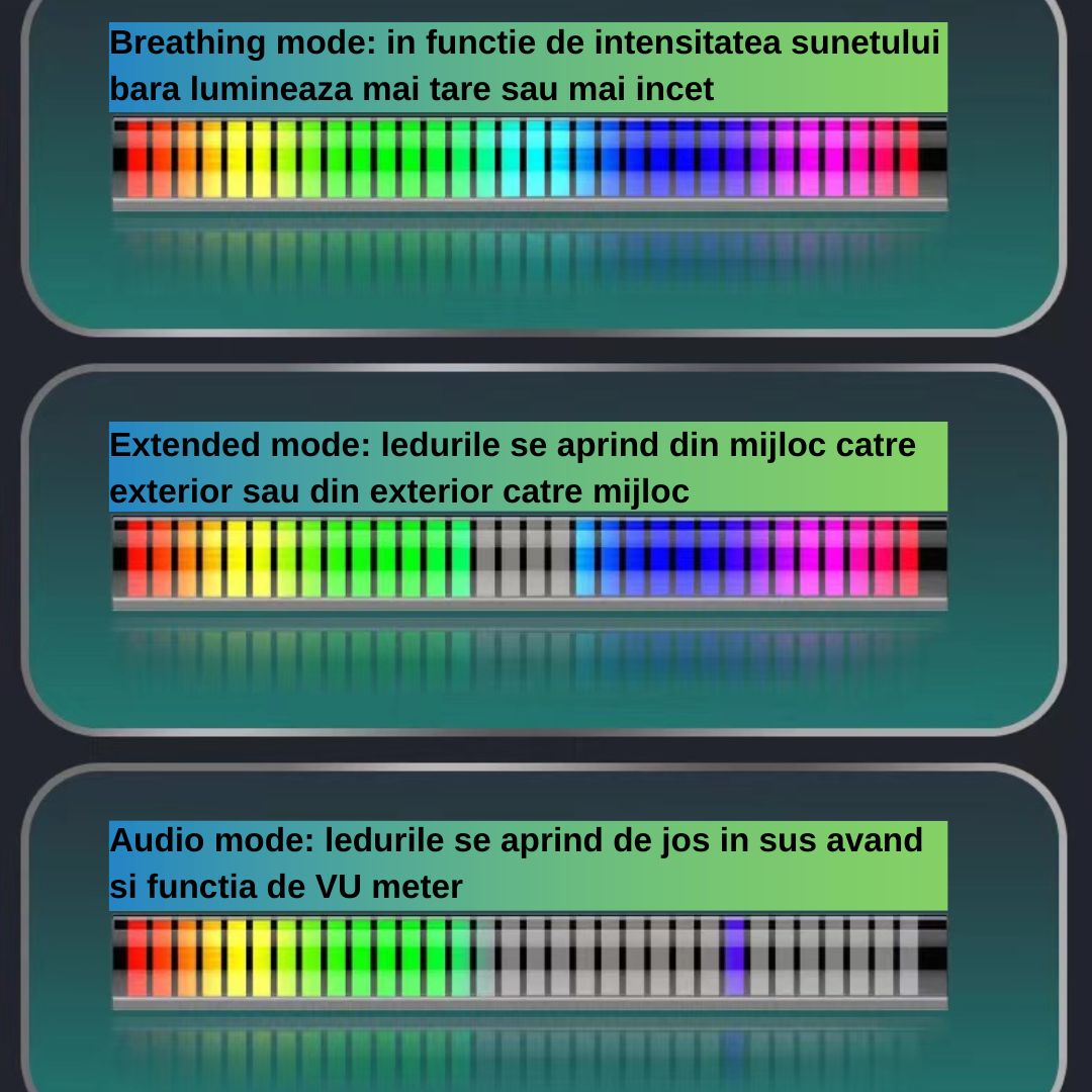 360°-os RGB LED sáv, alkalmazásvezérlés, 32 LED, többféle mód