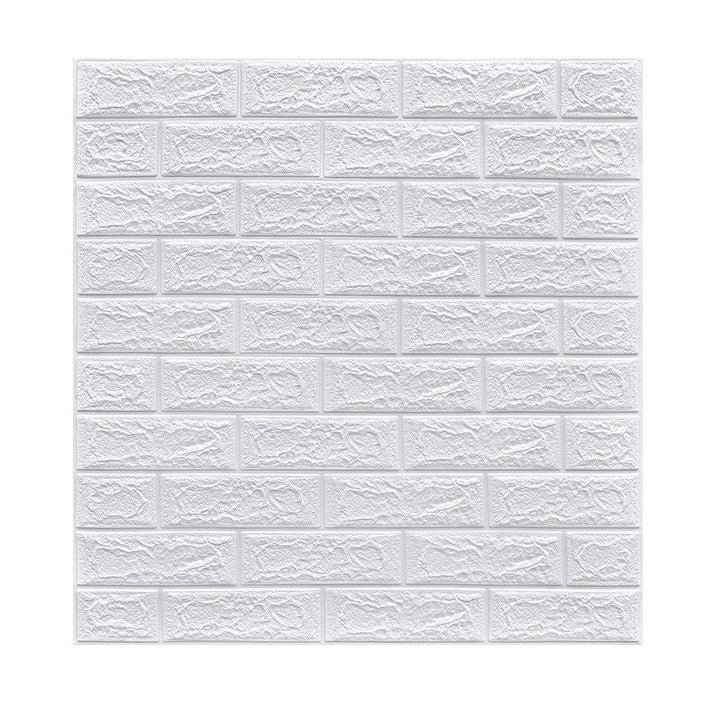 10 db 3D tapétacsempe készlet, 70 x 77 cm, vastagság 3 mm, polietilénből készült, téglamintás, fedett felület 5,3 m², fehér