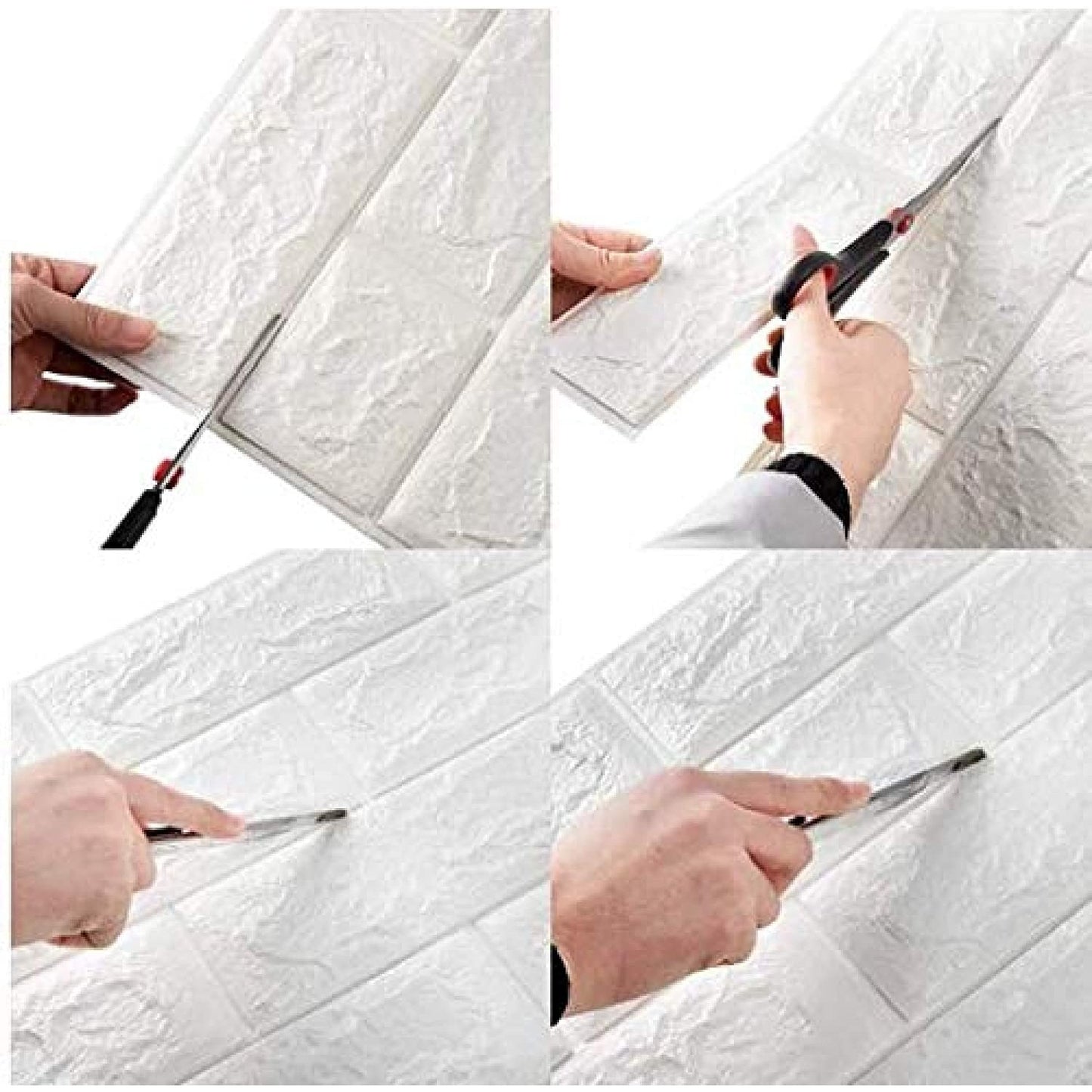 10 db 3D tapétacsempe készlet, 70 x 77 cm, vastagság 3 mm, polietilénből készült, téglamintás, fedett felület 5,3 m², fehér
