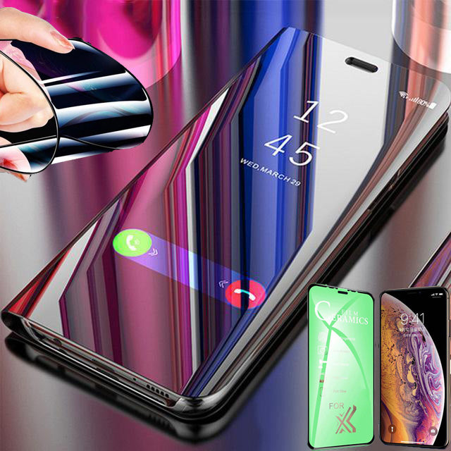 Ajánlat FLIP TÜKÖR TOK + MATT KERÁMIA TELEFONFÓLIA - Huawei