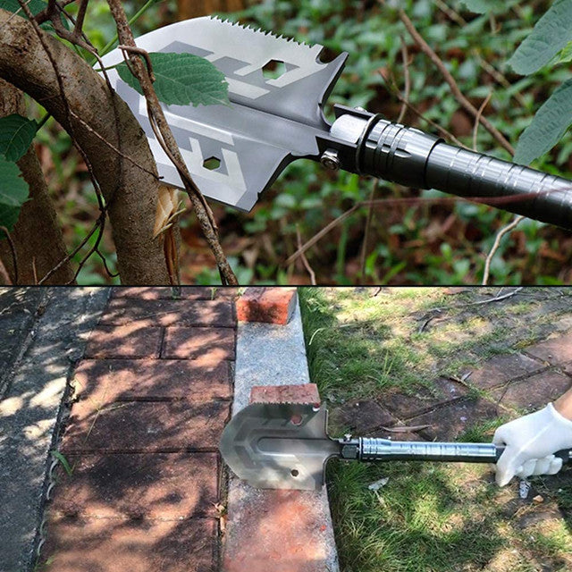 Összecsukható kempinglapát - többfunkciós acélkészlet