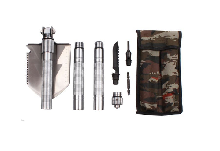 Összecsukható kempinglapát - többfunkciós acélkészlet