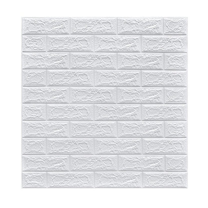 10 db 3D tapétacsempe készlet, 70 x 77 cm, vastagság 3 mm, polietilénből készült, téglamintás, fedett felület 5,3 m², fehér