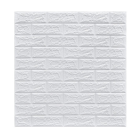10 db 3D tapétacsempe készlet, 70 x 77 cm, vastagság 3 mm, polietilénből készült, téglamintás, fedett felület 5,3 m², fehér