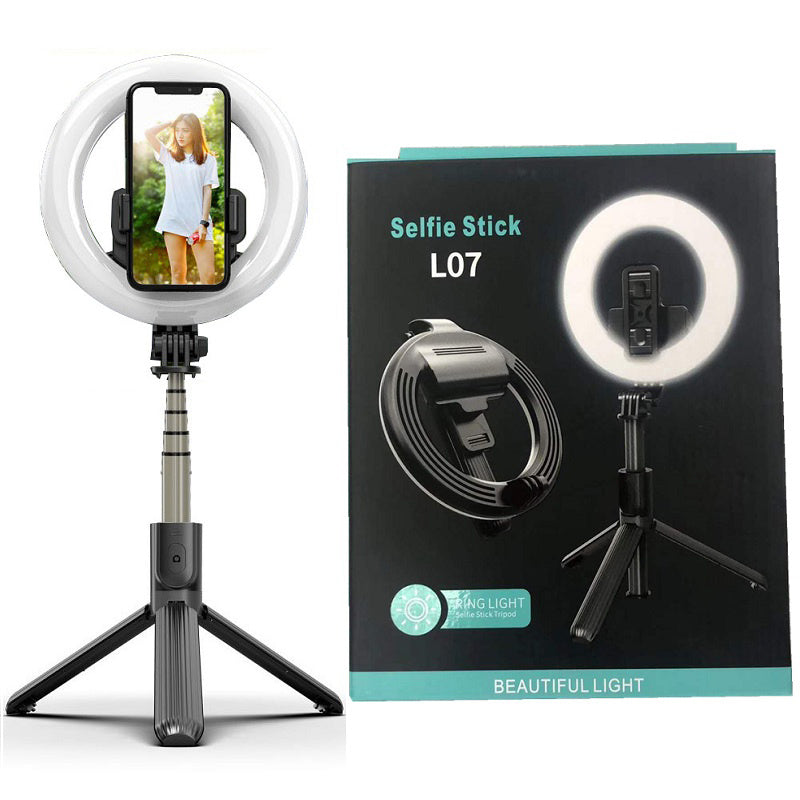 Selfie Stick és Tripod Ring LED fény telefonhoz, vezeték nélküli, 360 fokos, 90 cm, 9 megvilágítási mód