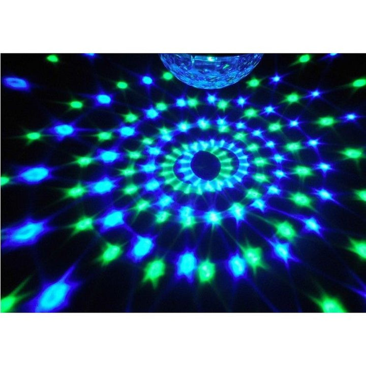Disco Magic kristálygömb RGB LED-del, hangszóró, USB, kártya, zenelejátszás, forgó fényjáték