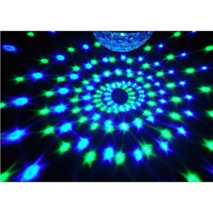 Disco Magic kristálygömb RGB LED-del, hangszóró, USB, kártya, zenelejátszás, forgó fényjáték
