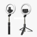 Selfie Stick és Tripod Ring LED fény telefonhoz, vezeték nélküli, 360 fokos, 90 cm, 9 megvilágítási mód