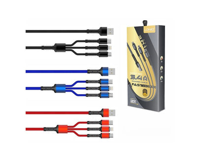 DÁTUM KÁBEL LDNIO 3IN1 GYORS TÖLTÉS (LIGHTNING, C-TÍPUS, MIKROUSBUS)
